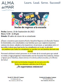 Back to School Night Sept 18
